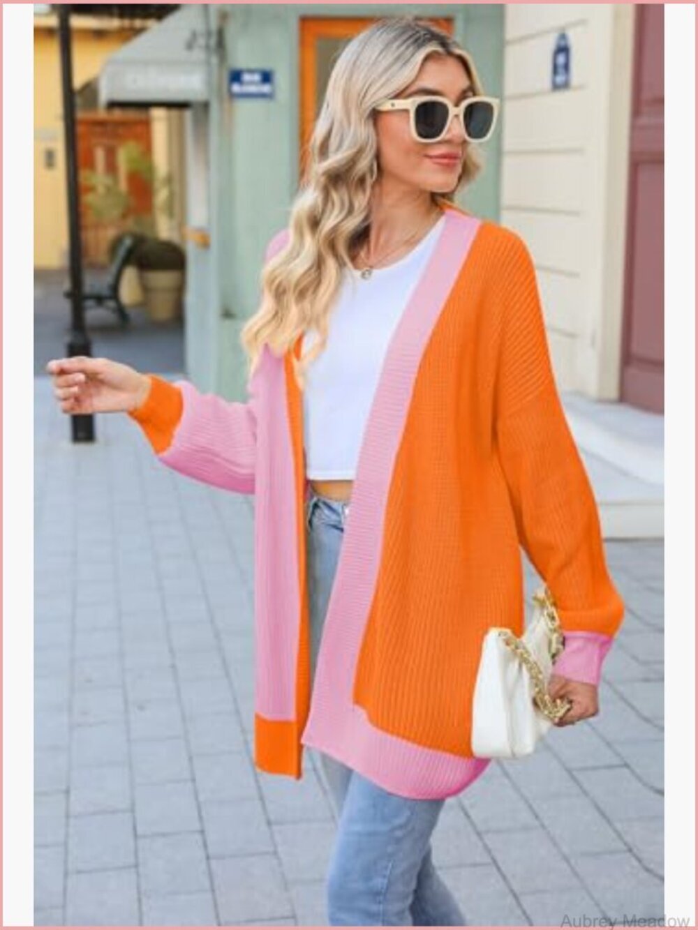 Oversized Open Front Ribbed Knit Batwing Sleeve Cardigan with Pockets - Picture 3 of 7